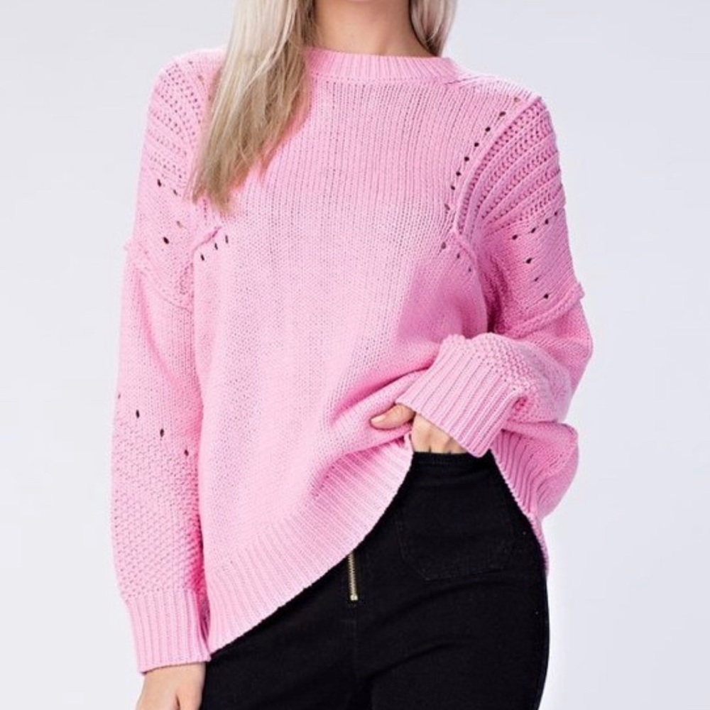 NWT Honey Punch Womens Pink Cable Knit Sweater